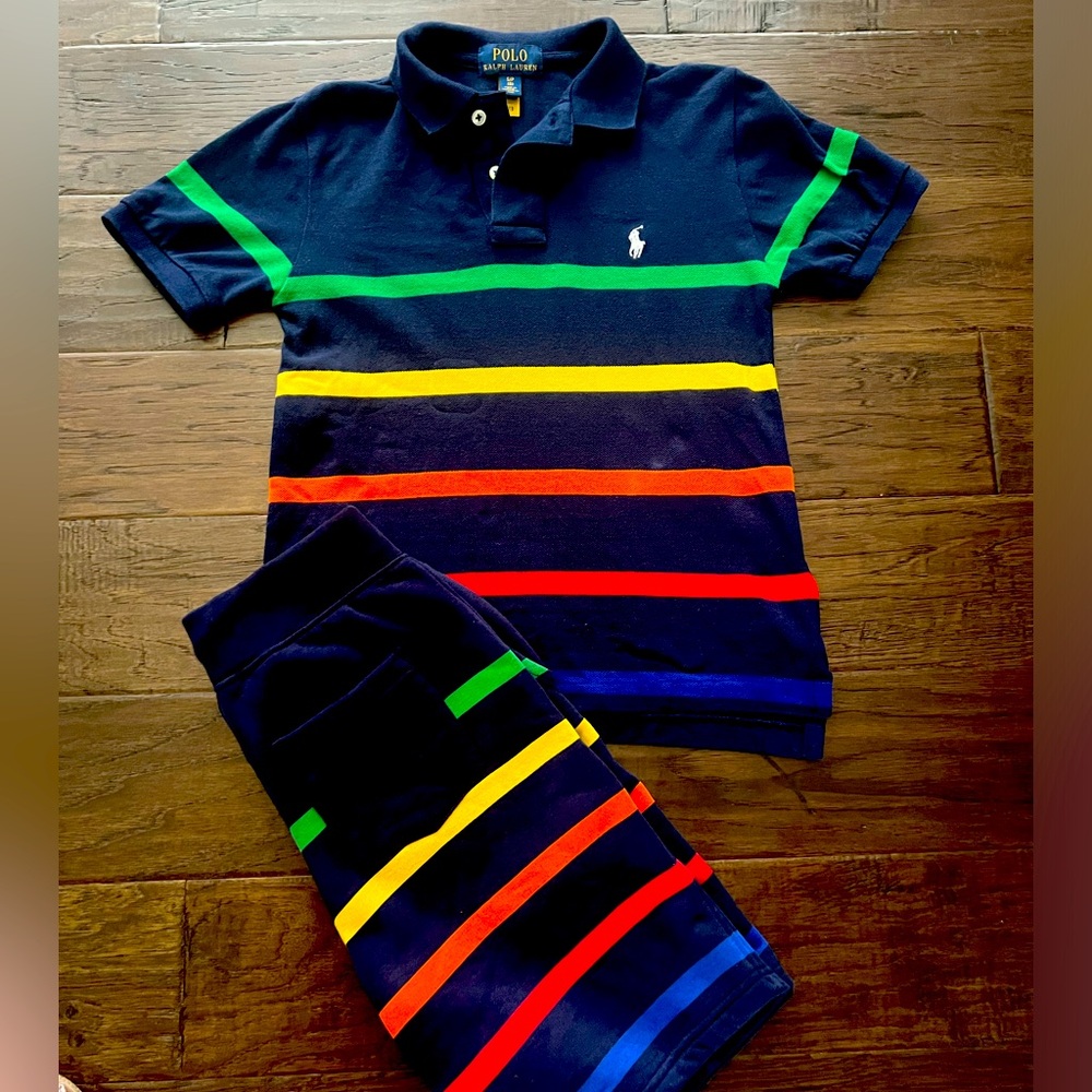 Polo by Ralph Lauren Kids Matching Set - Navy with Multicolor Stripes